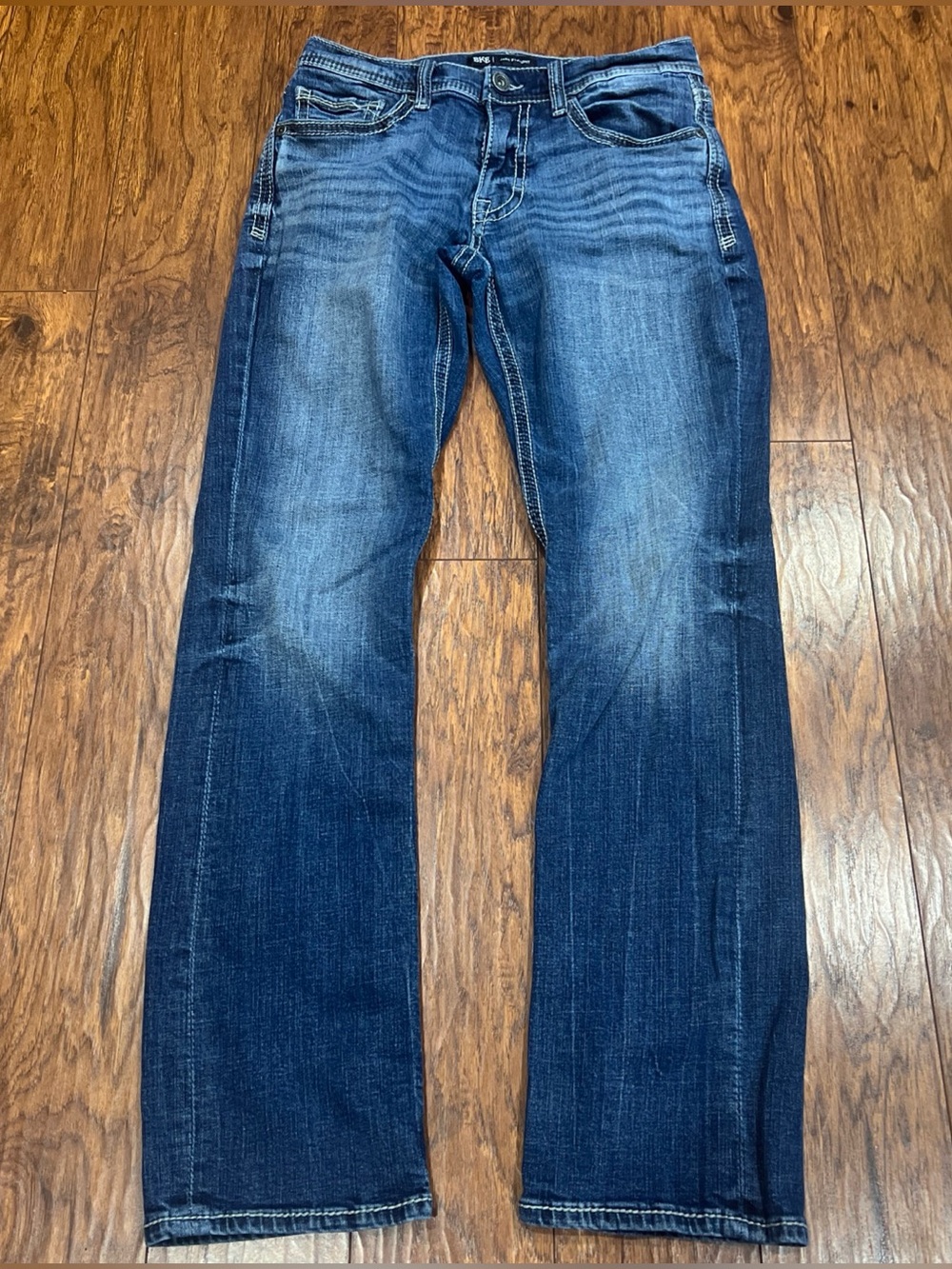 BKE Jake Straight Jeans Men’s 30x32 Med Wash Low Rise Stretch Buckle Fade